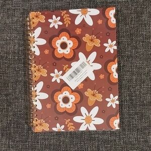 Floral Spiral Notebook - Brown and White